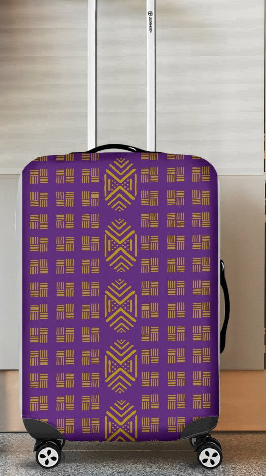 Mud Cloth: Purple and Gold Luggage Cover