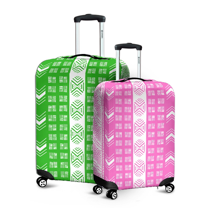 Mud Cloth: Pink n White Luggage Cover