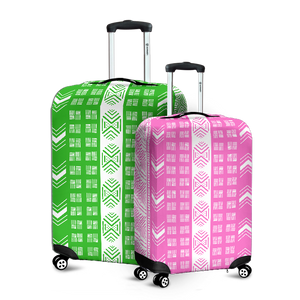 Mud Cloth: Pink n White Luggage Cover