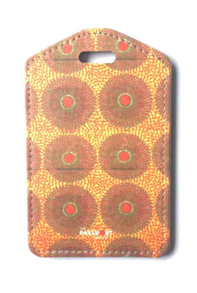 Destination Inspired Luggage Tag  Orange Ankara Wax Print West Africa Design