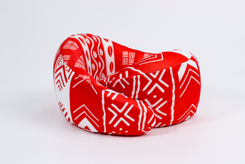 Wave neck pillow. Mudcloth Mud Cloth Pillow Bright red and white, crimson and cream. Sold by The Passport Hustle