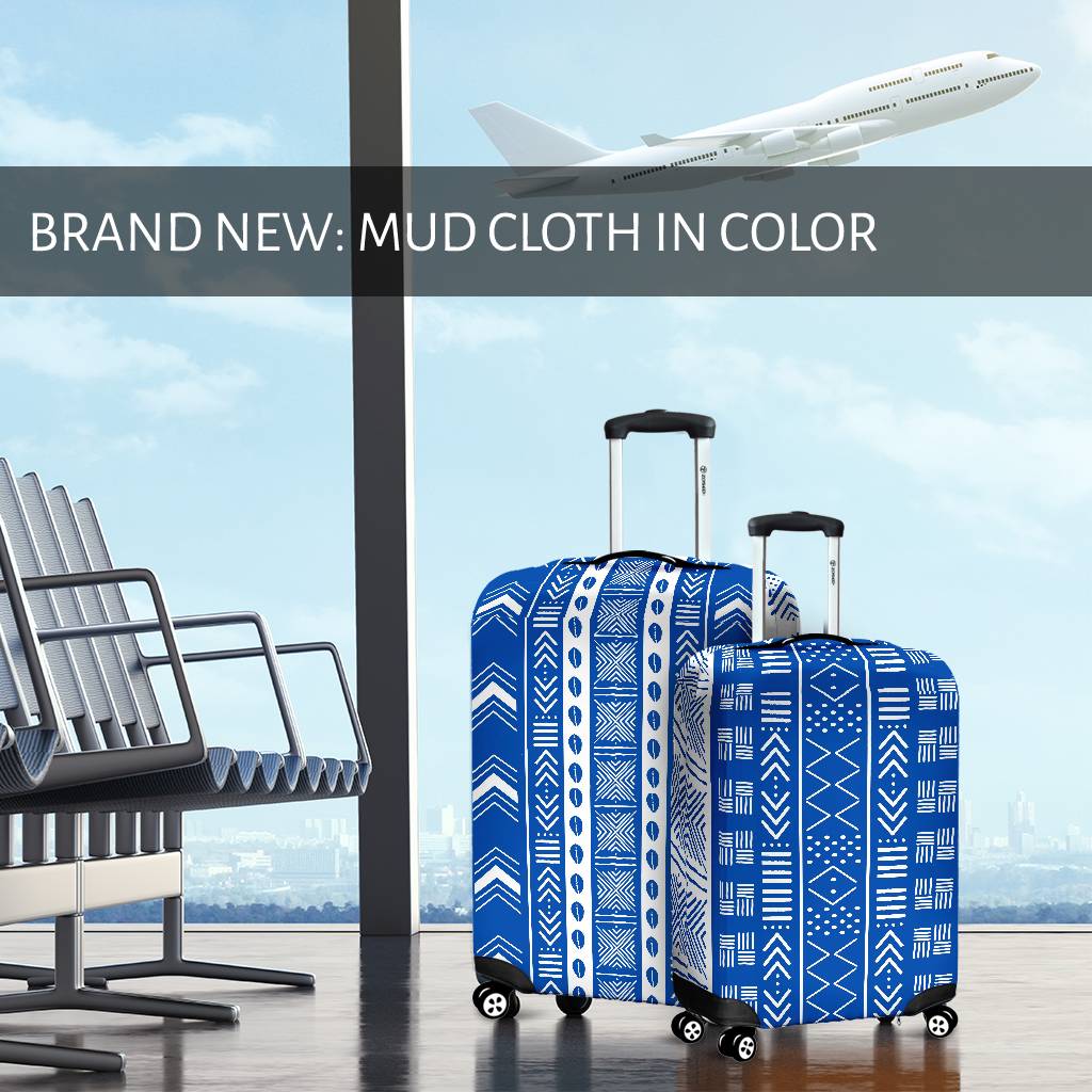 Mud Cloth: Blue n White Luggage Cover