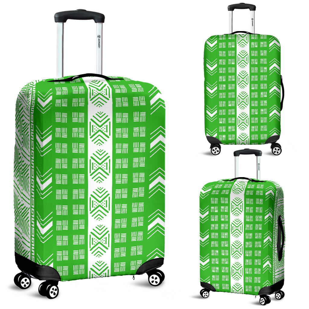 Mud Cloth: Green n White Luggage Cover