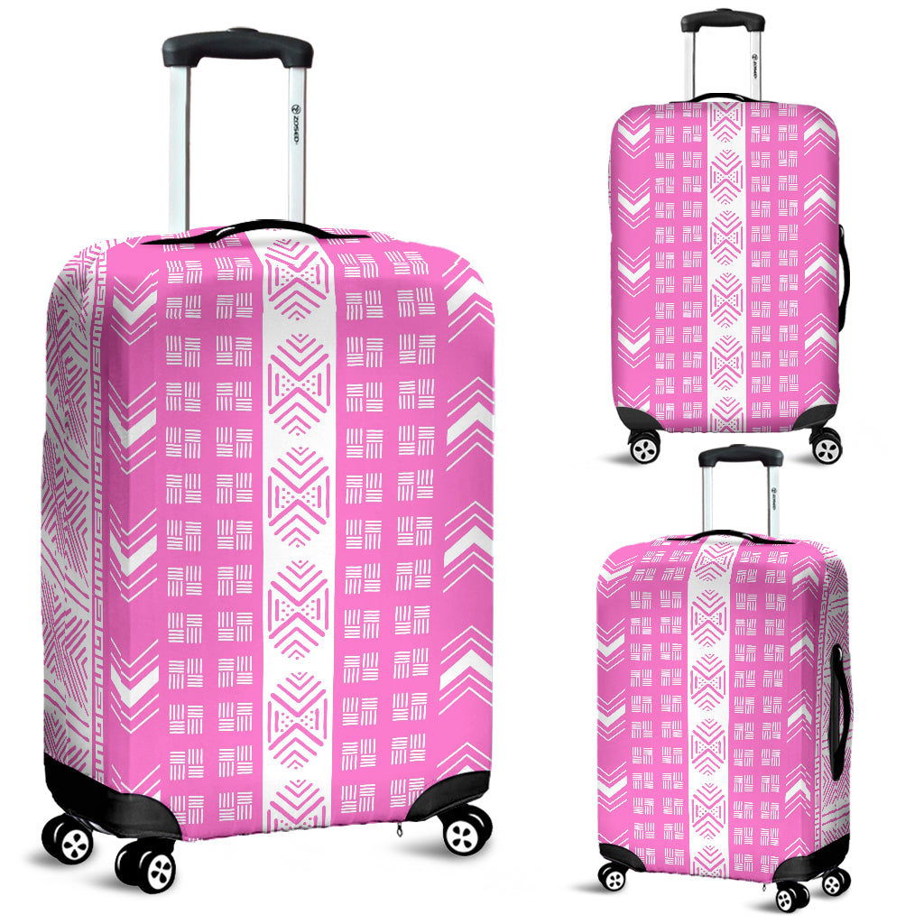 Mud Cloth: Pink n White Luggage Cover