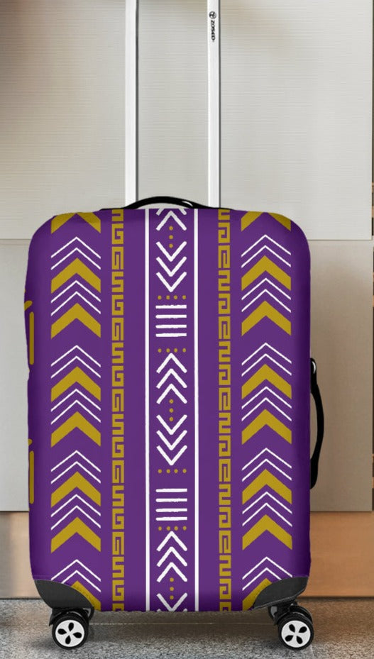 Mud Cloth: Purple and Gold Luggage Cover